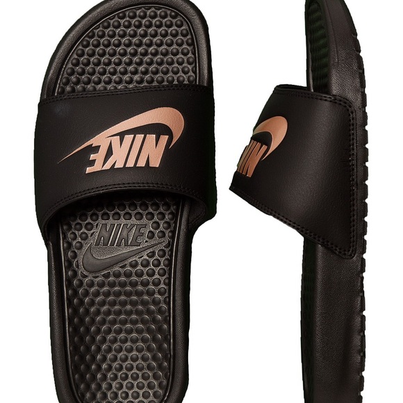 nike rose gold slides